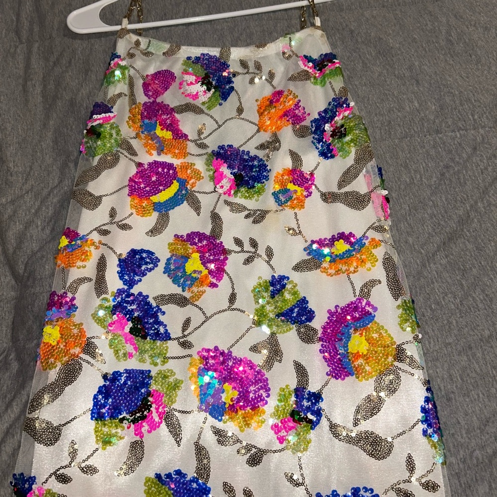 Floral Sequin Embellished Skirt